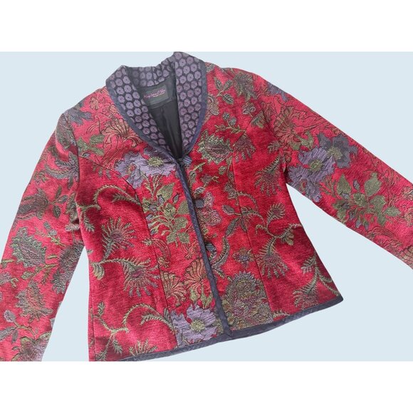 MARY LYNN O'SHEA Handmade Tapestry Woven Floral Jacket Size Small - Picture 1 of 8